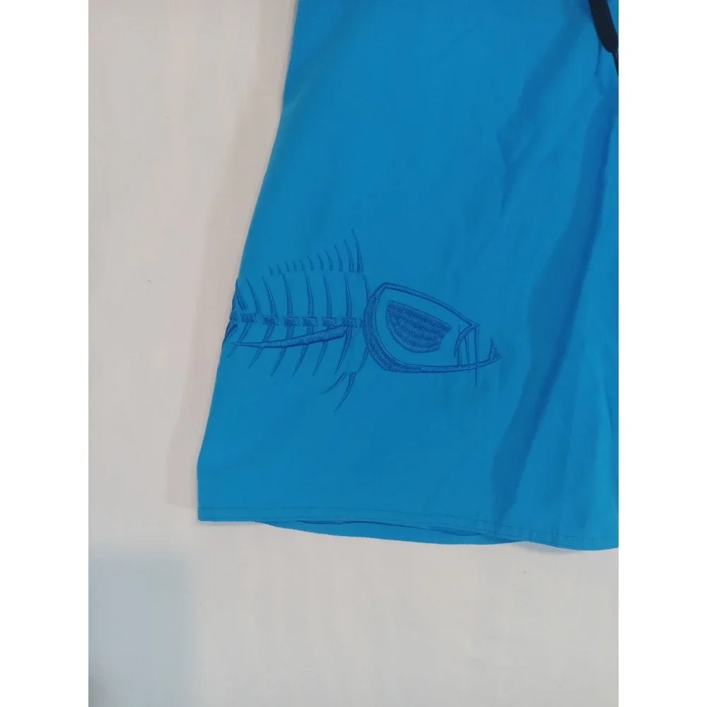 Tormenter Fishbone Board Shorts Men's 32 Blue Cargo Swim Trunks Surfing Vacation